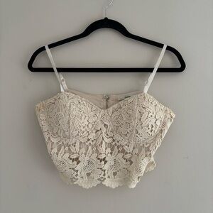 Papaya Beige Lace Bustier Top